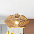 Boho Coastal 1 Light Hand Woven Rattan Pendant Light For Kitchen Island