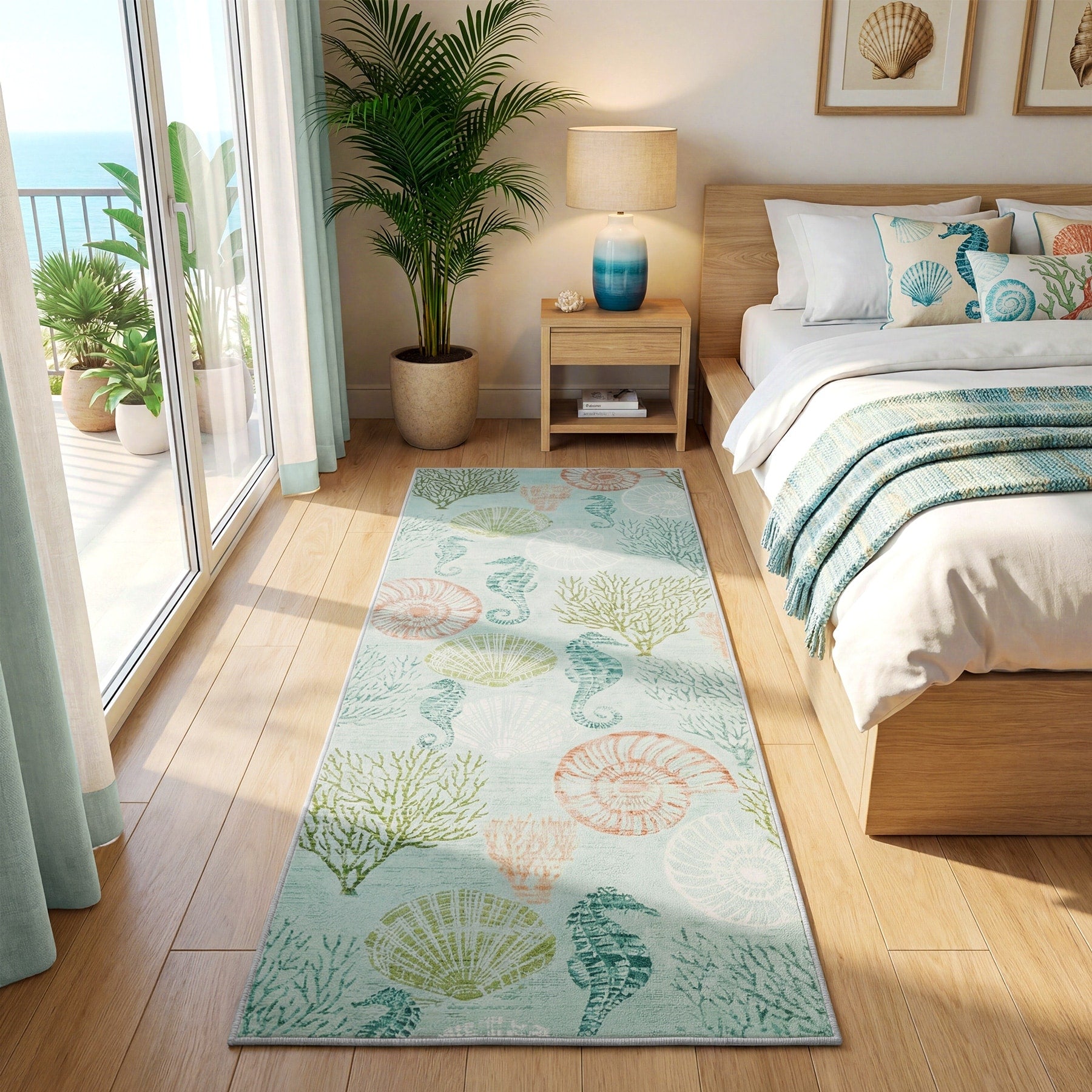 Boho Coastal Area Rugs For Living Room Faux Wool Soft Washable Bedroom Rugs