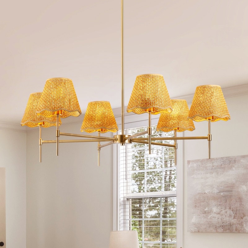 Boho Rattan Chandelier 6 8 Lights Farmhouse Pendant Light Adjustable Ceiling Lighting Fixtures For Kitchen Island