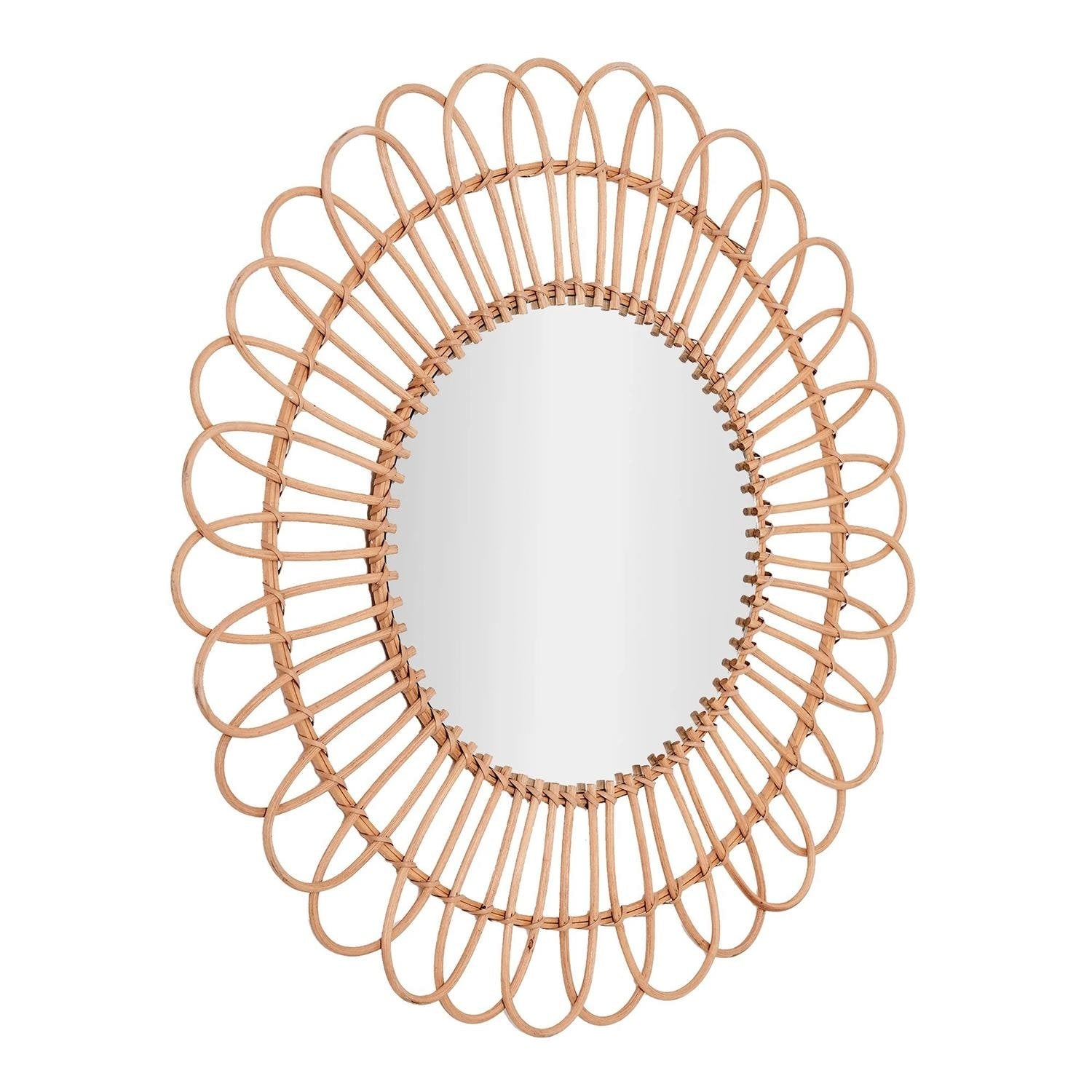 The Curated Nomad Bayridge 25 Inch Woven Rattan Sunburst Wall Mirror