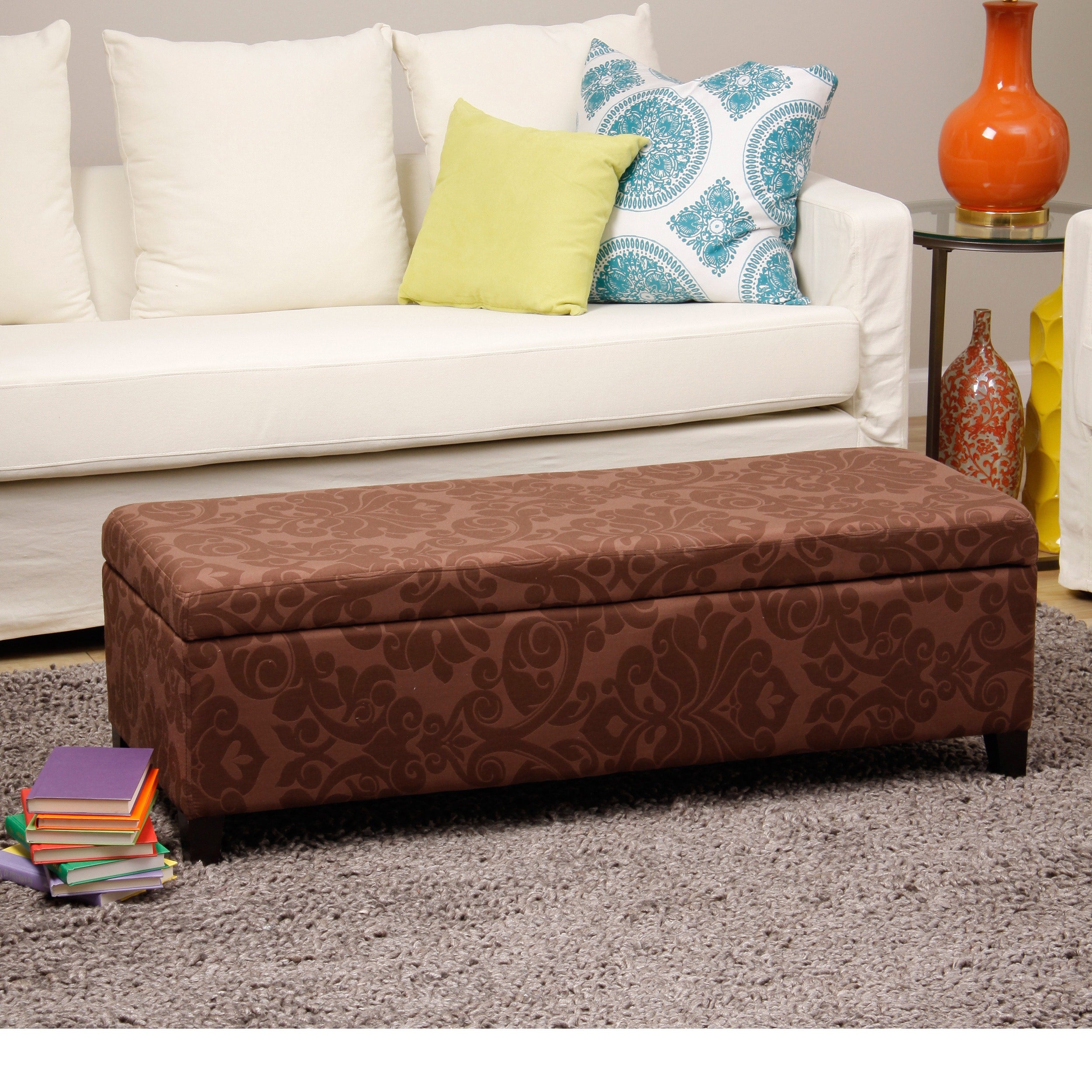 Bolbolac Flower Fabric Upholstered Storage Bench