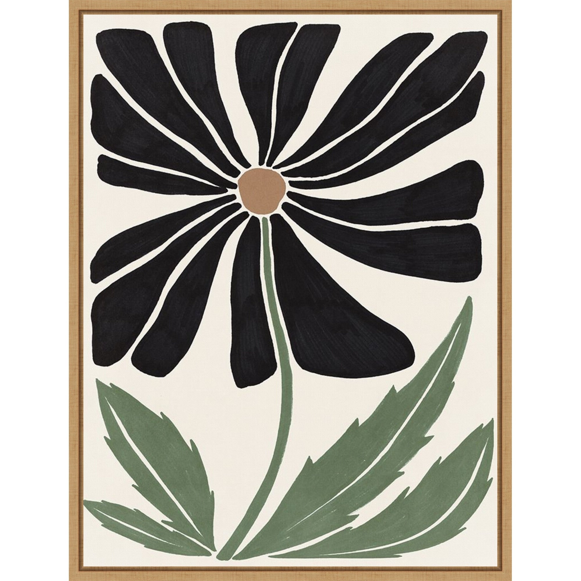 Bold Black Petal Bloom I By Aria K Framed Canvas Wall Art