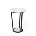 Bombola I White Marble W Black Iron Frame Accent Table Small 15 W X 15 D X 20.9 H
