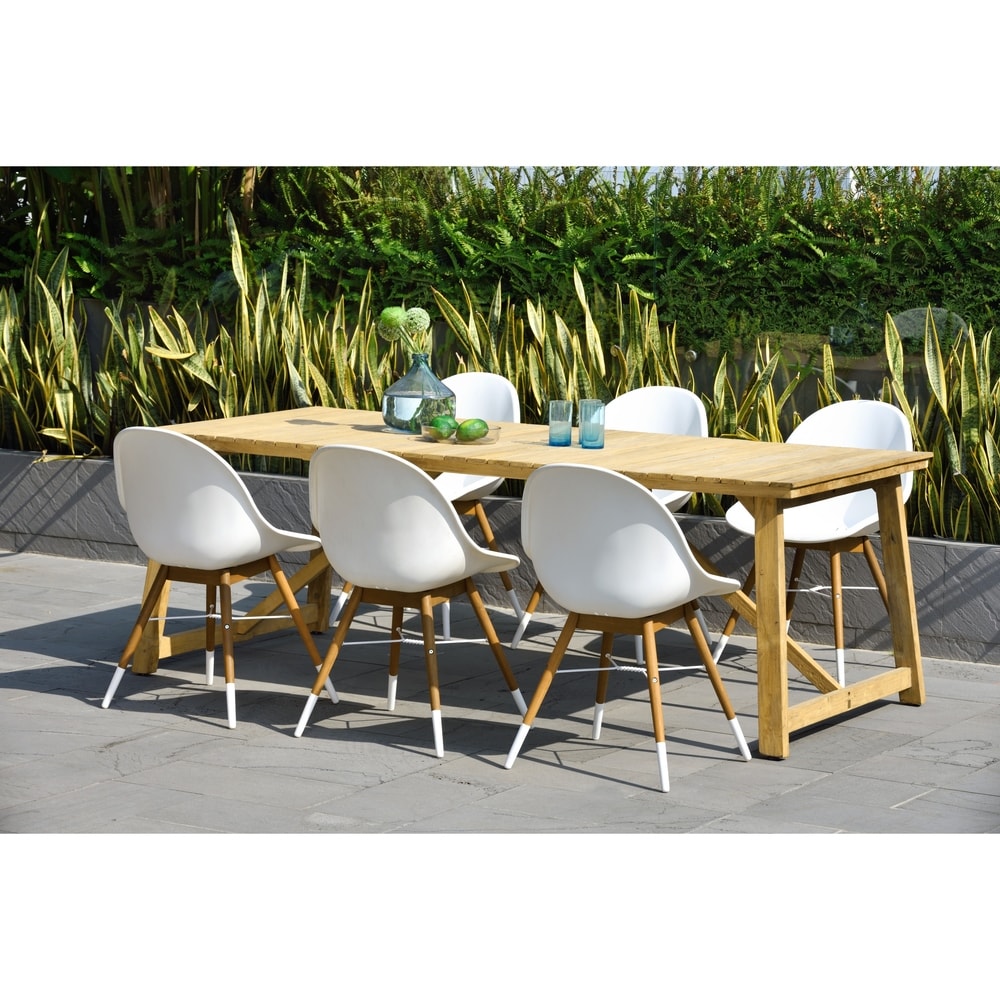 Bonaire Teak Rectangular 7 Piece Patio Dining Set With Side Chairs By Amazonia
