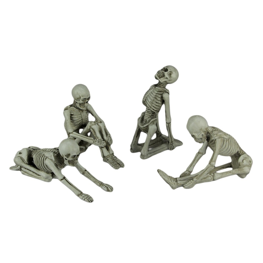Bone Stretchers Zen Yoga Meditating Skeleton Figurines Set Of 4 3.25 X 8 X 2.5 Inches