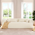 Boneless Couch Beige Upholstered Sofa With Pillows 3 Seater Sofa Couch Settee Couch For Living Room