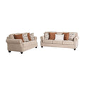 Bonie Sofa 5 Pillows Rolled Arms Taupe Brown Polyester 87 Inch