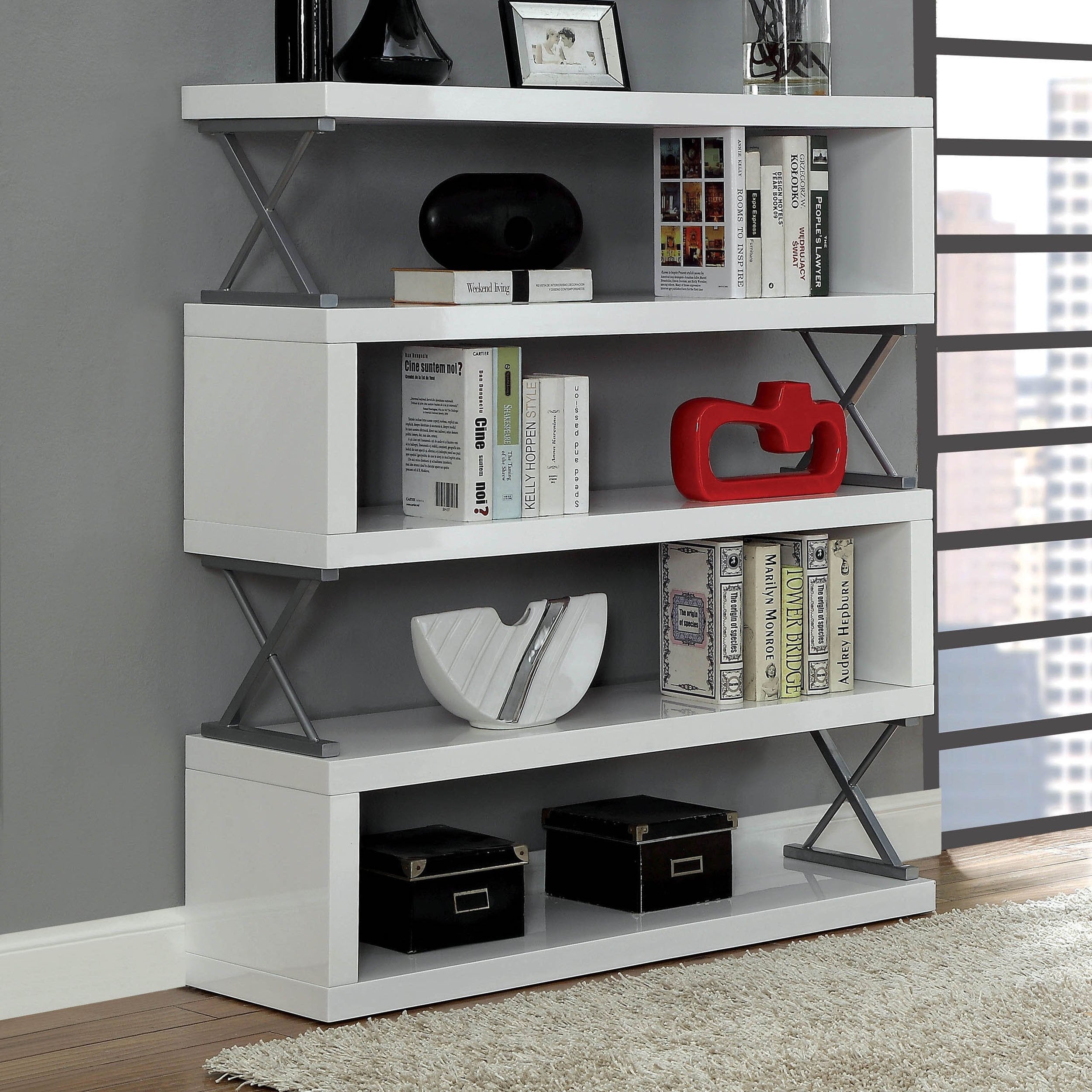 Furniture Of America Booker Contemporary 5 Tier Open Bookcase
