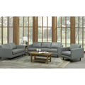 Booker Mid Century Modern Grey Top Grain Italian Leather Tufted Sofa Loveseat And Chair