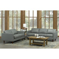 Booker Mid Century Modern Grey Top Grain Italian Leather Tufted Sofa And Loveseat