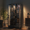 Bookshelves Glass Display Cabinet With Led Spotlight 72.8 Tall Curio Cabinet With Tempered Glass Shelves