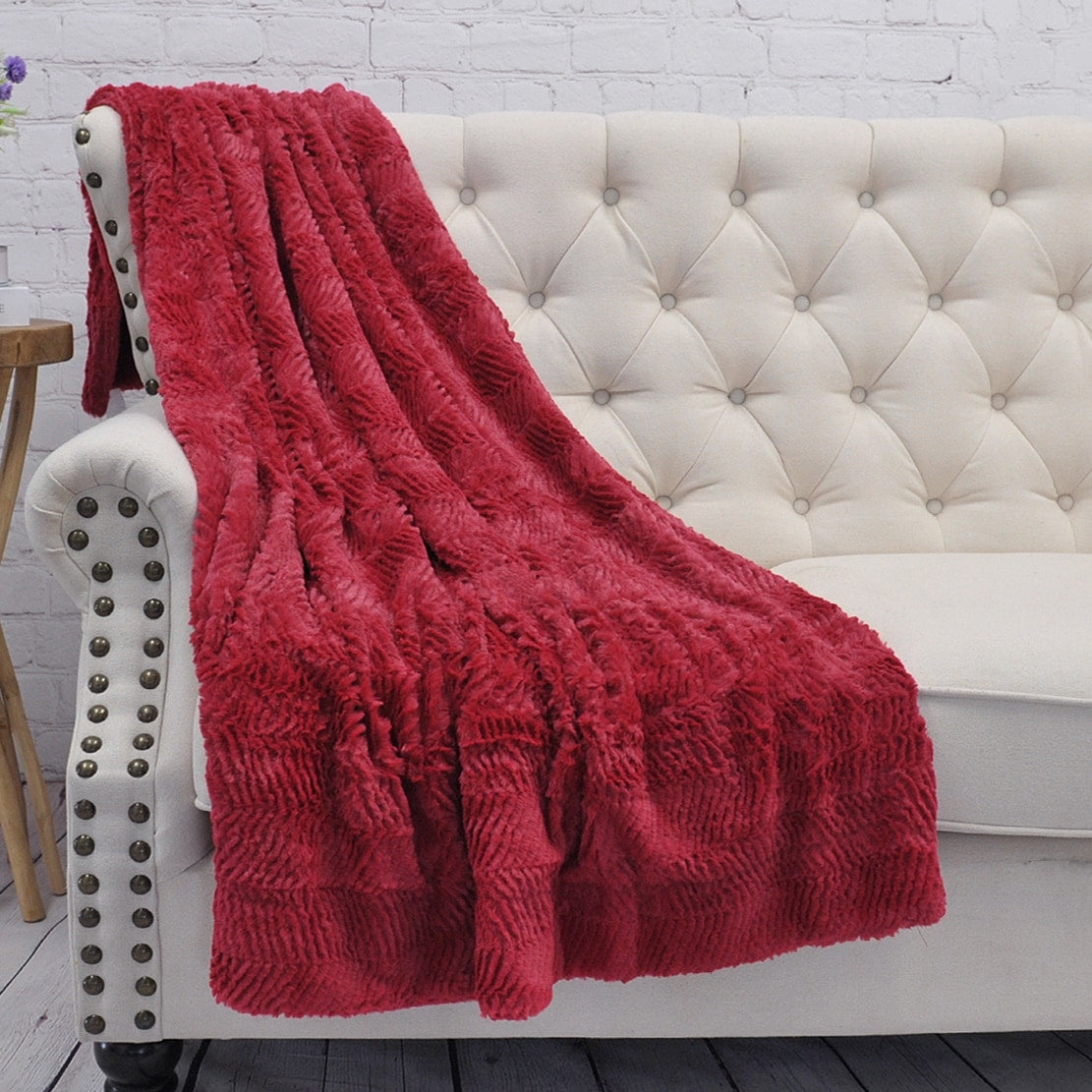 Boon Herringbone Fauxfur Sherpa Backing Brushed Throw 60 X 80