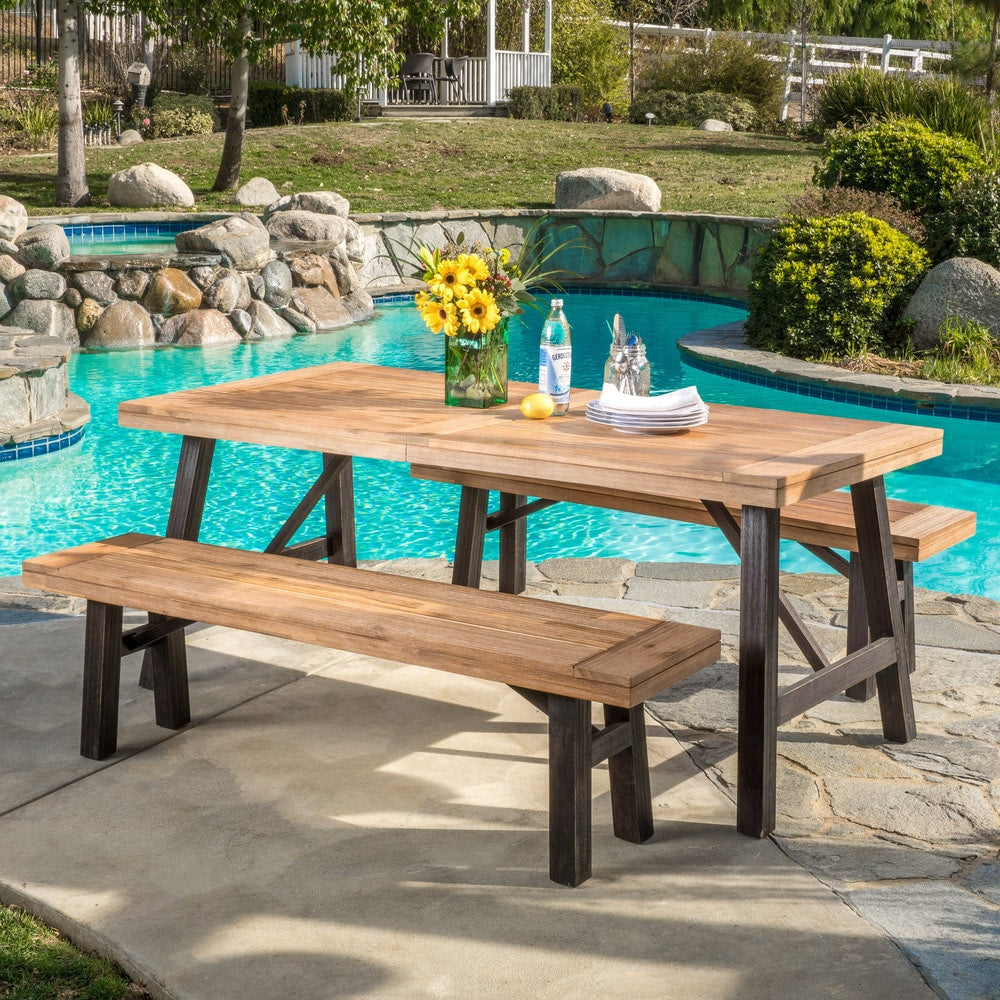 Boracay Outdoor 3 Piece Picnic Dining Set By Christopher Knight Home