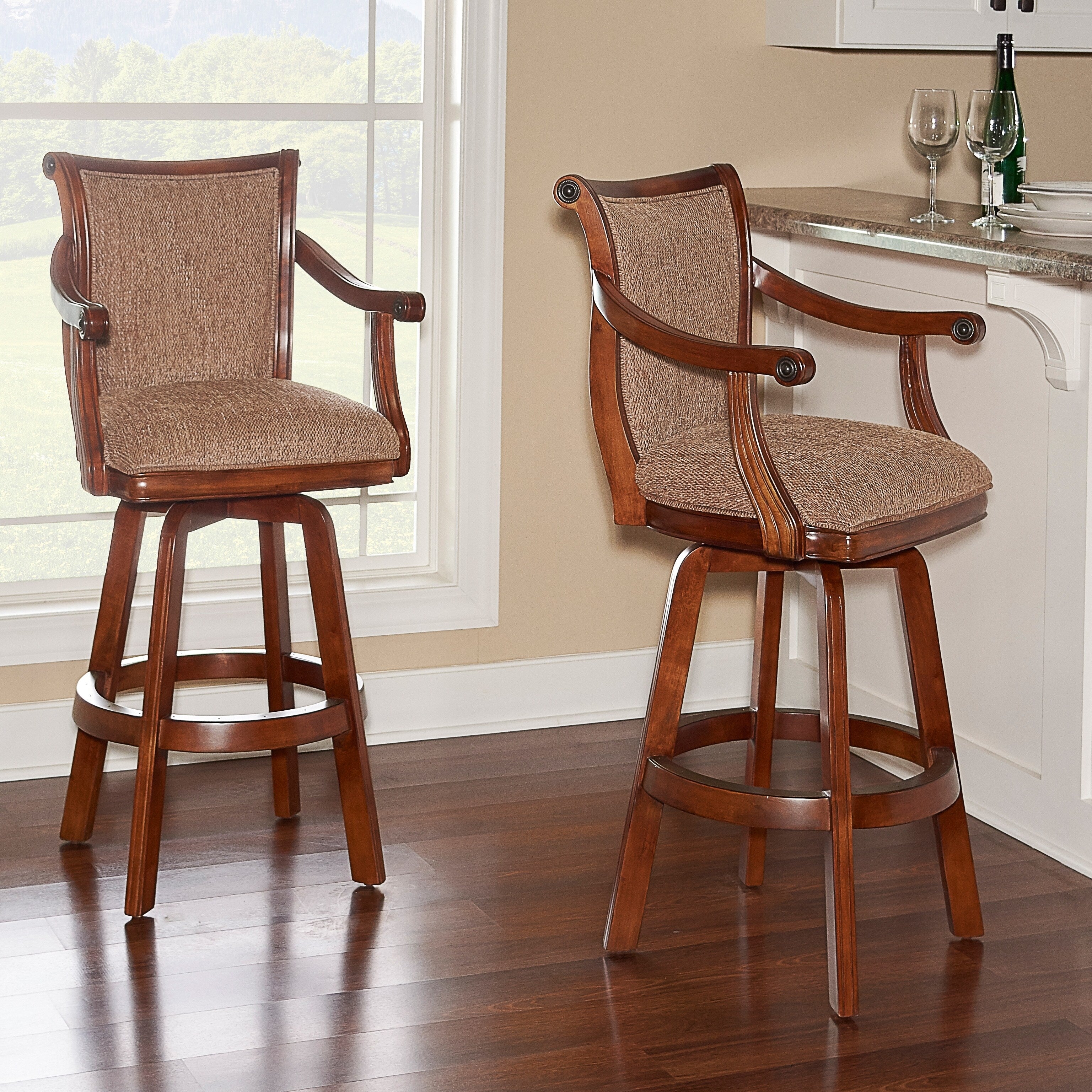 Powell Bordeaux Warm Cherry Swivel Bar Stool 30 Seat Height