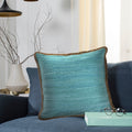 Bordered Blue Turquoise Throw Pillow