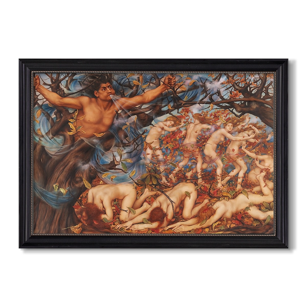Boreas And The Fallen Leaves C 1910 1914 Evelyn De Morgan Custom Framed Canvas