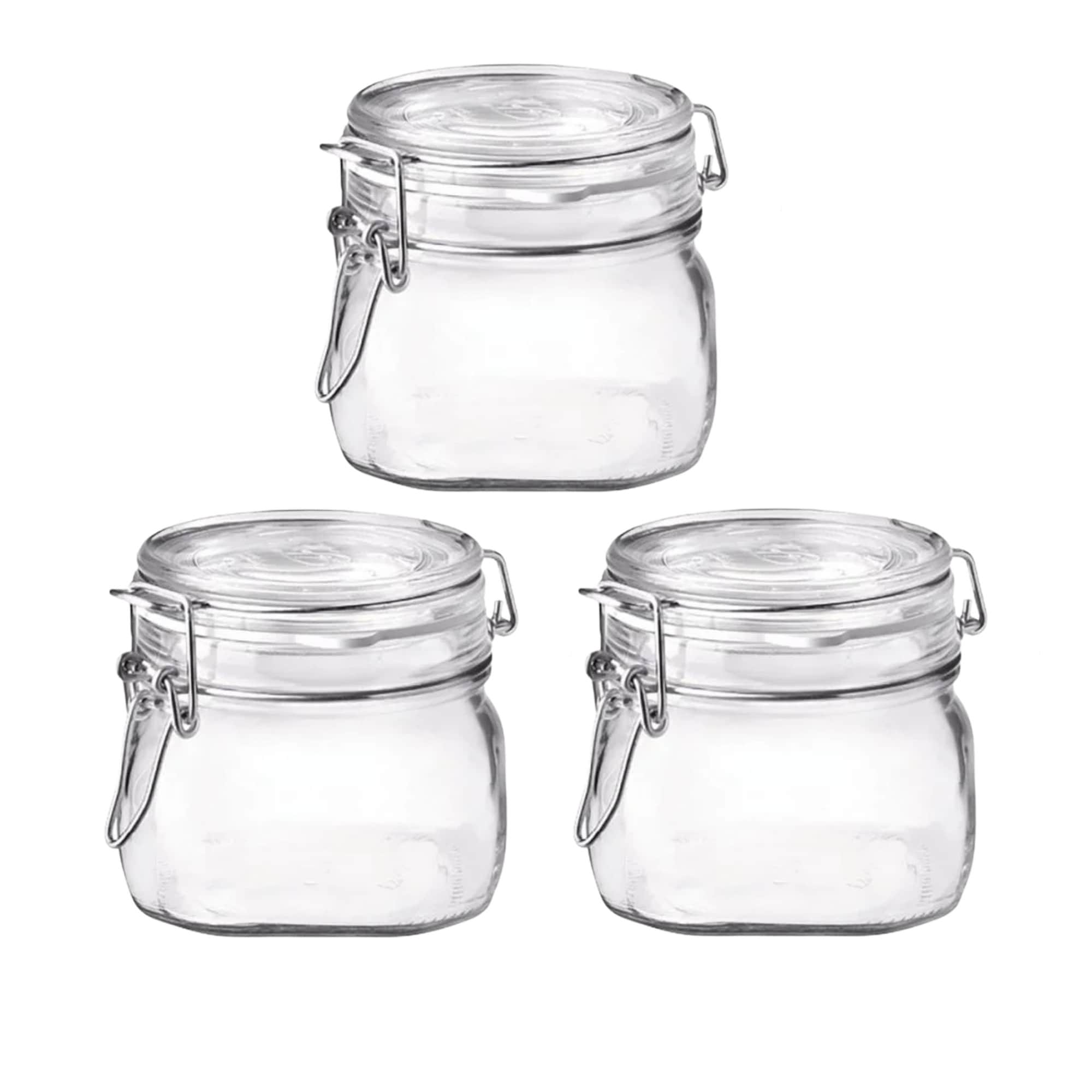 Bormioli Rocco Fido Italian Glass Airtight Jars Bpa Free Set Of 3 17.5 Oz