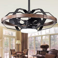Bornice Forged Black With Faux Wood Fandelier Lighted Ceiling Fan With Led Lamp Inc