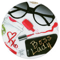Boss Lady Frameless Free Floating Tempered Glass Panel Graphic Wall Art Black Red White