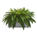 Nearly Natural 18 Inch Wide X 30 Inch High X 24 Inch Deep Boston Fern Artifical Plant In Stone Planter