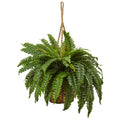 Nearly Natural Boston Fern 29 Inch High Hanging Basket