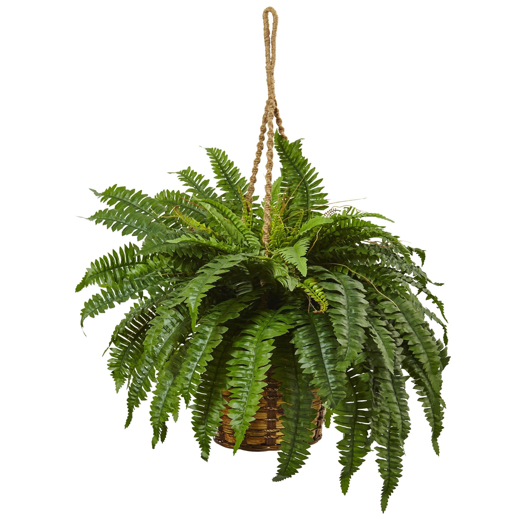 Nearly Natural Boston Fern 29 Inch High Hanging Basket