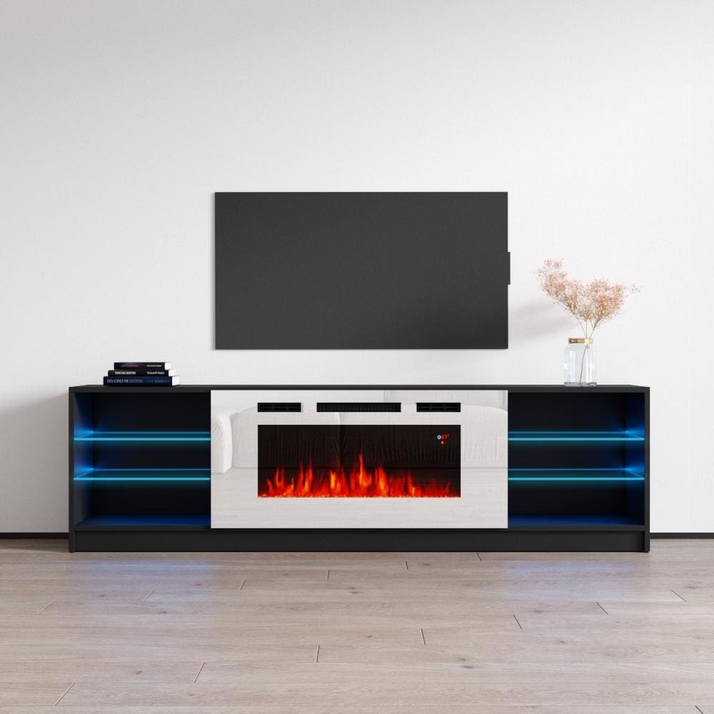 Boston Wh01 Electric Fireplace Modern 79 Tv Stand