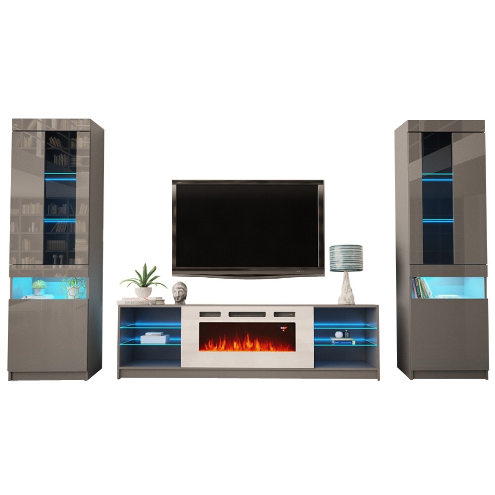 Boston Wh01 Electric Fireplace Modern Wall Unit Entertainment Center