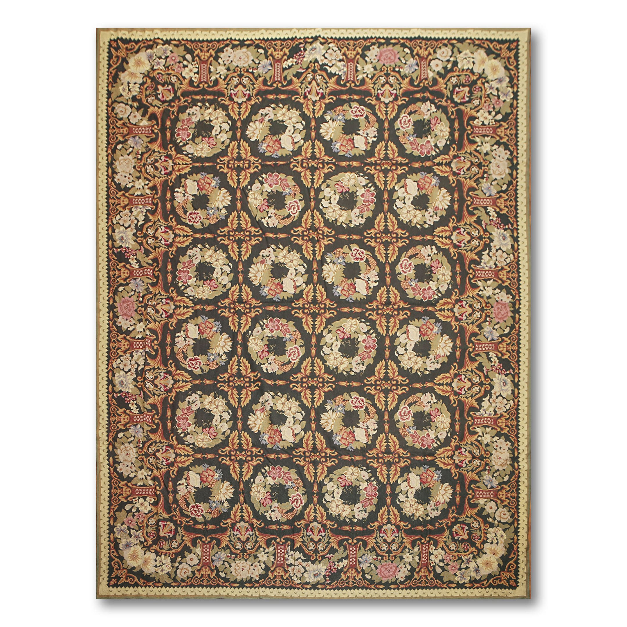 Botanical Classic Asmara Needlepoint Aubusson Area Rug Multi