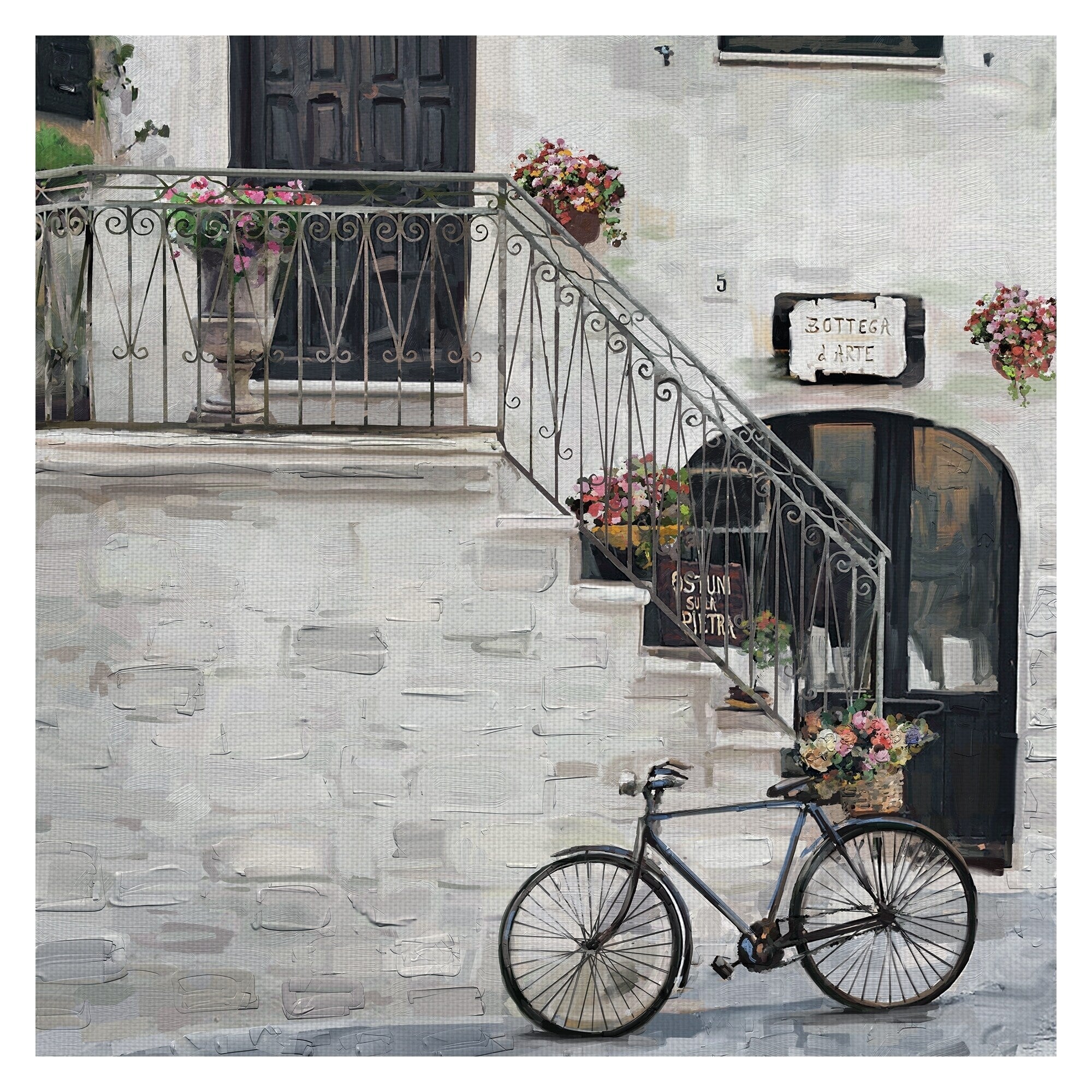 Bottega Darte Bicycle Building By Studio Arts Wrapped Canvas Painting Art Print