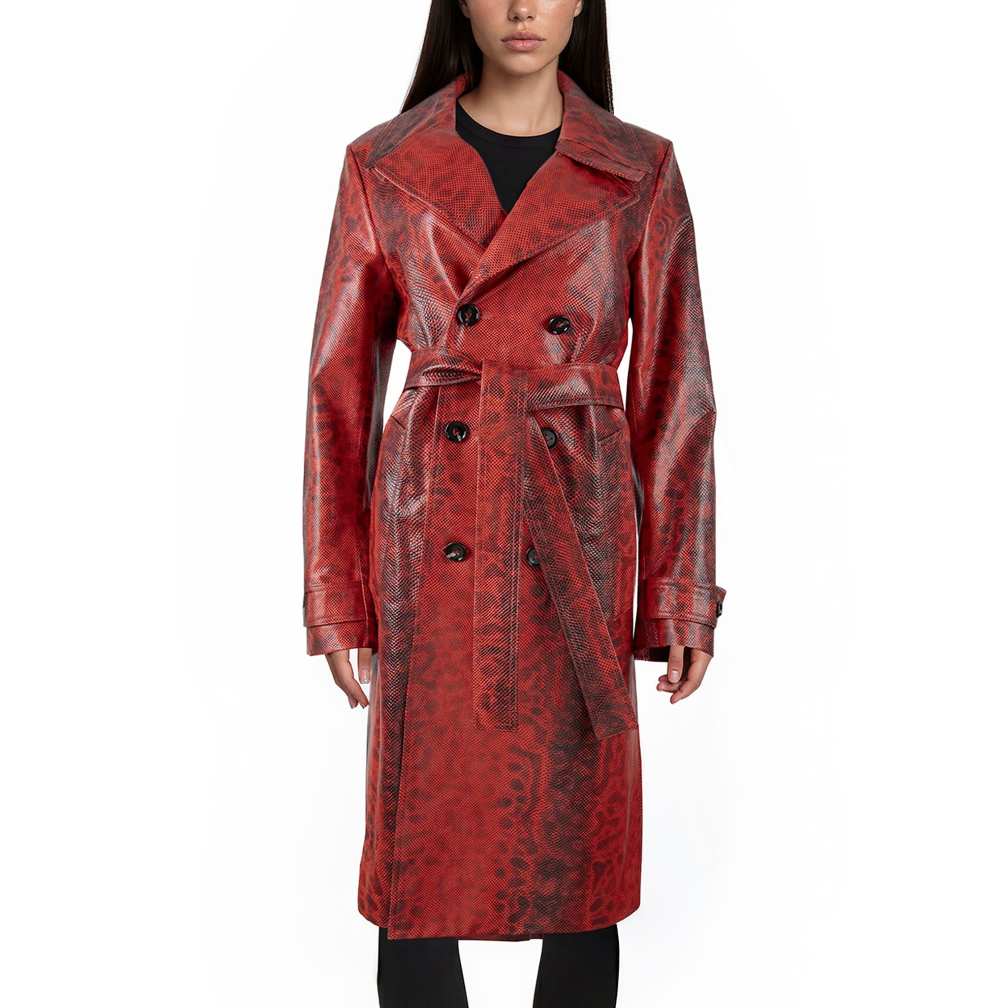 Bottega Embossed Leather Coat