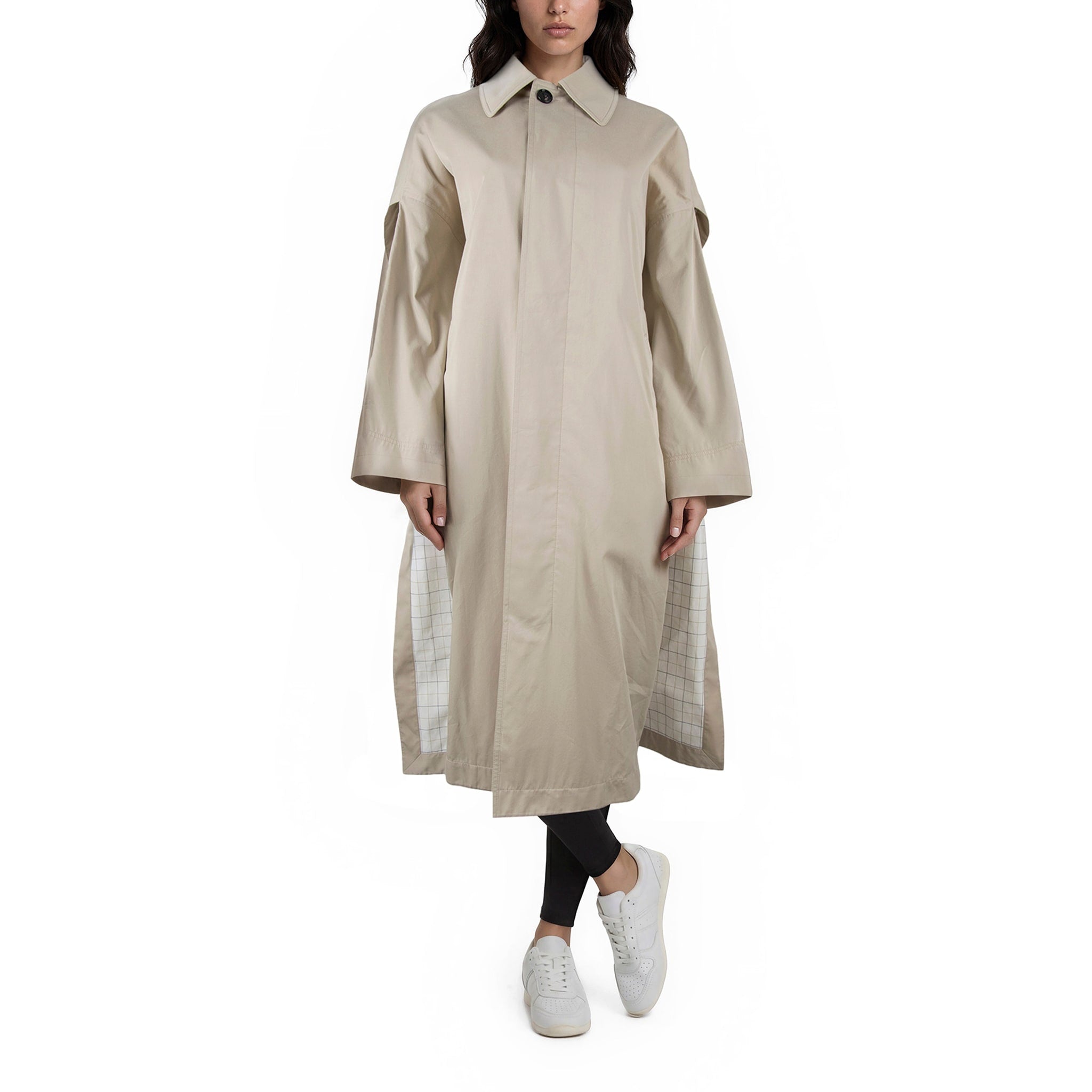 Bottega Veneta Cape Trench In Technical Cotton Silk