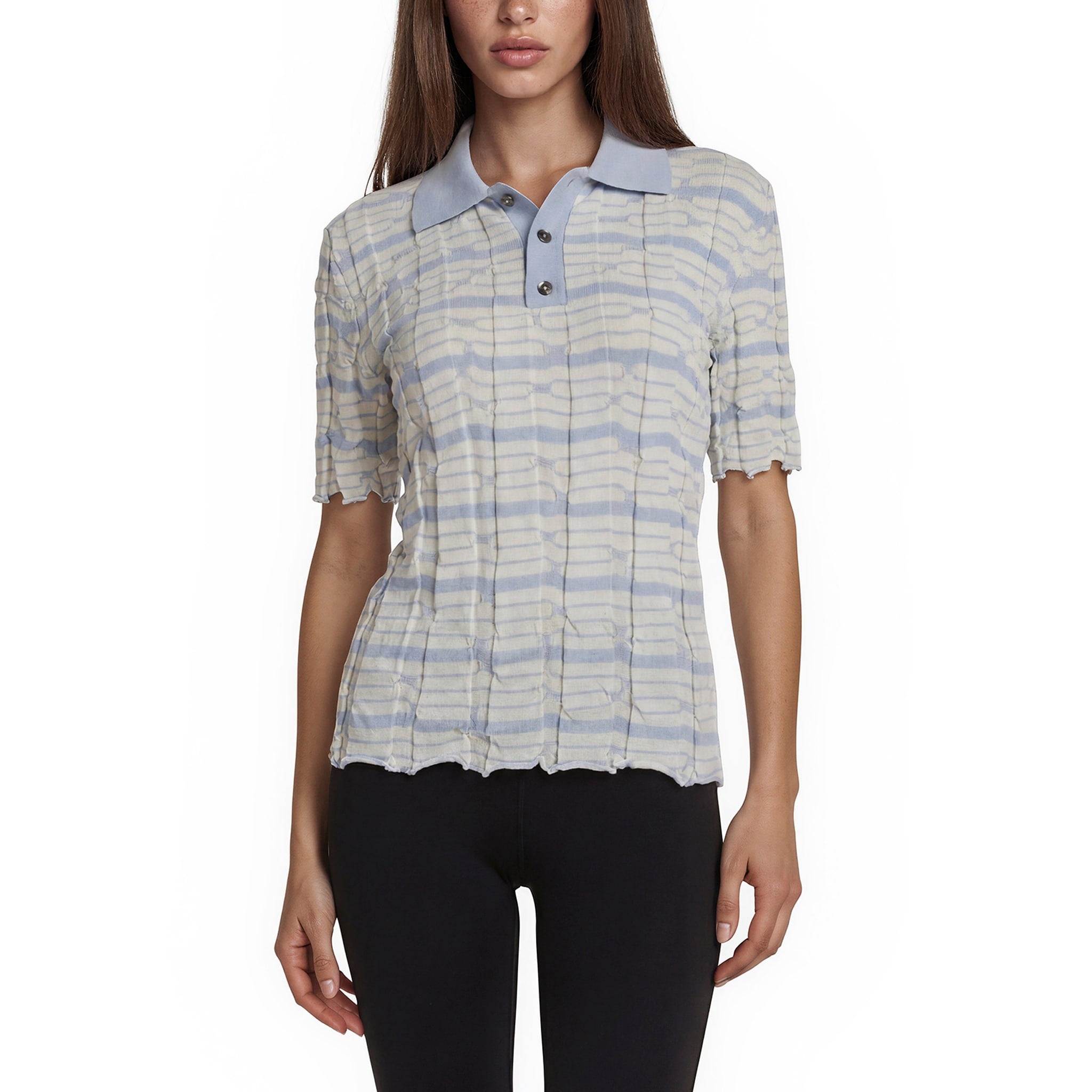 Bottega Veneta Distorted Stripe Polo Shirt