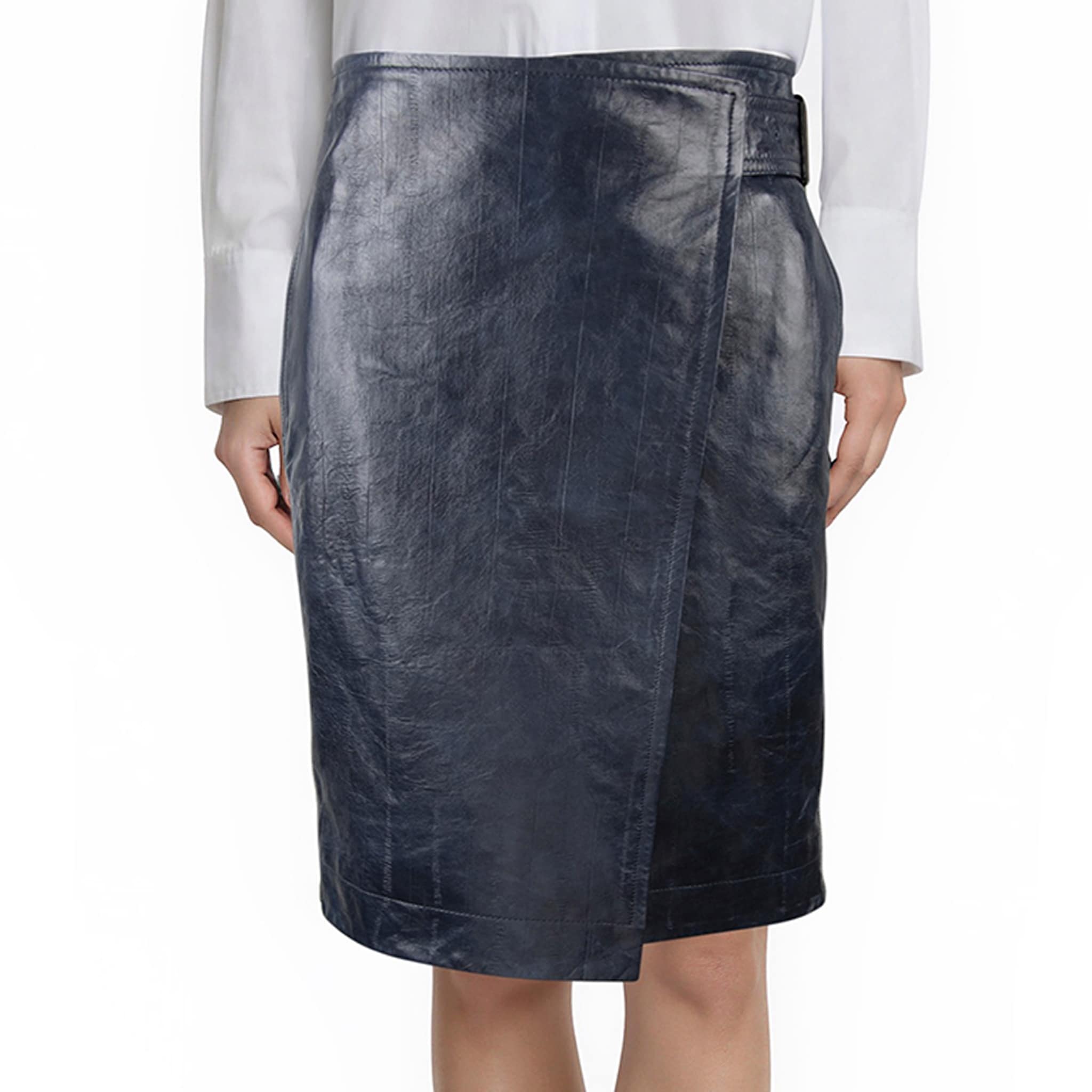 Bottega Veneta Embossed Leather Midi Skirt