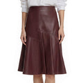Bottega Veneta Leather A Line Midi Skirt