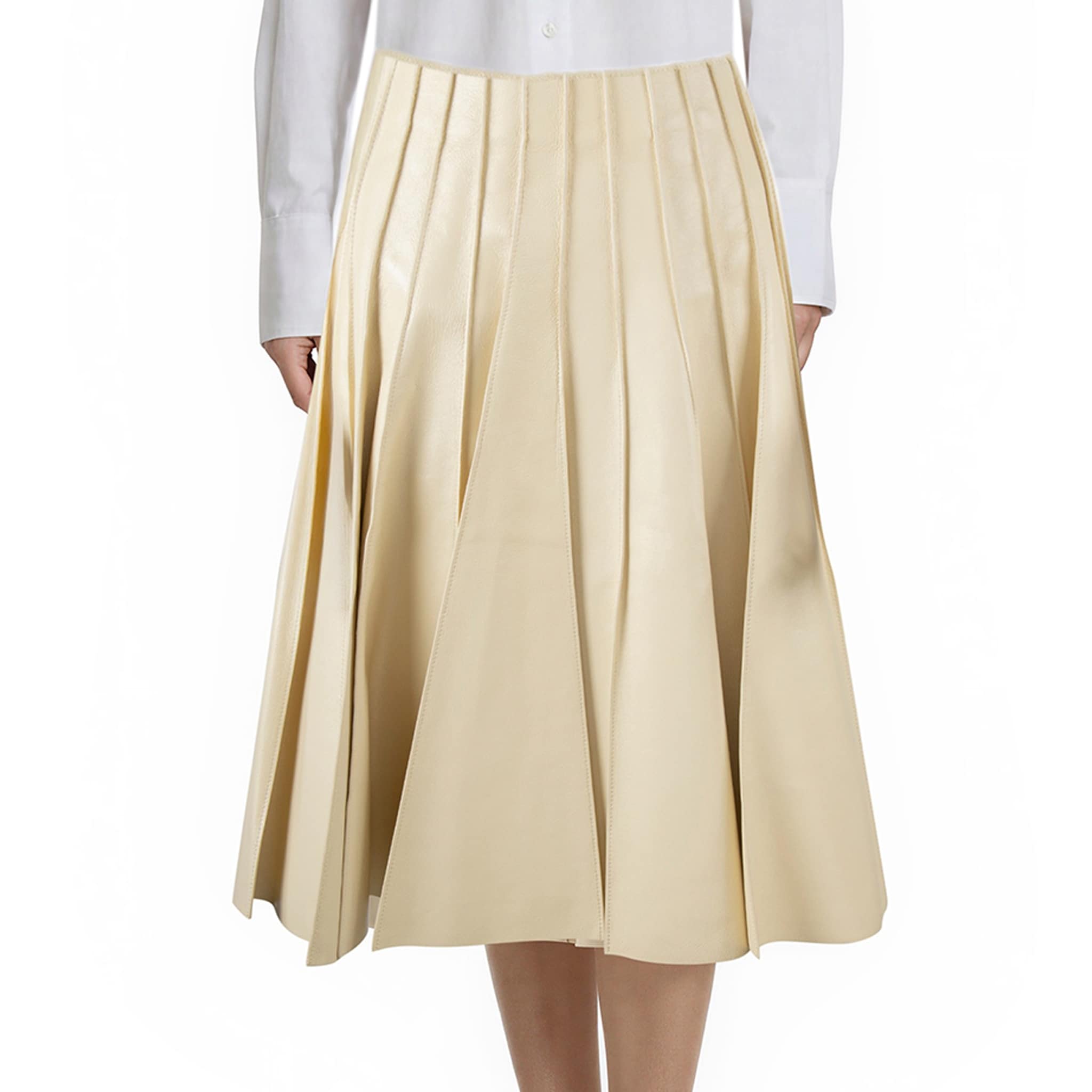 Bottega Veneta Pleated Leather Skirt