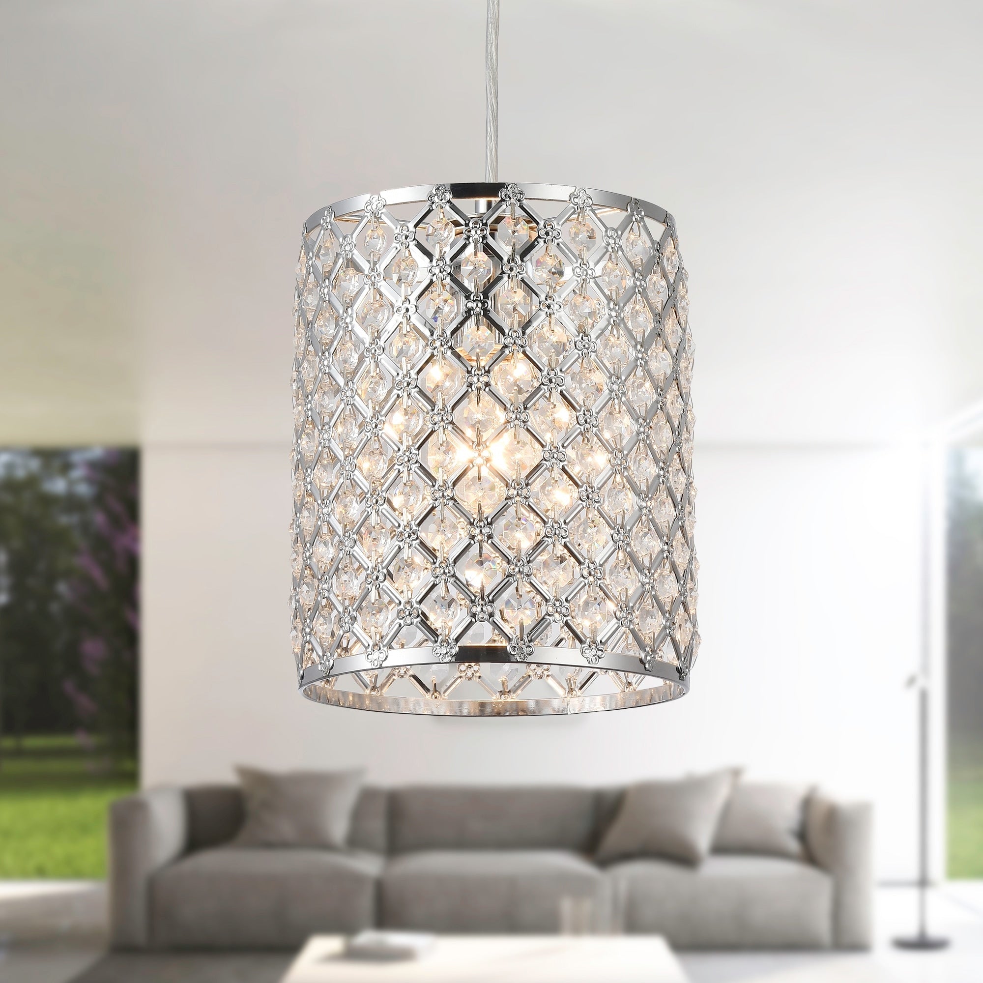 Botvi 1 Light 7 Inch Chrome Drum Pendant