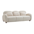 Boucle Upholstered 3 Seater Sofa High Density Foam Filled Floor Couch Lounge Sofa Chair With 3 Pillows For Bedroom Office