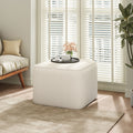Boucle Upholstered Square Ottoman White Soft Living Room Accent