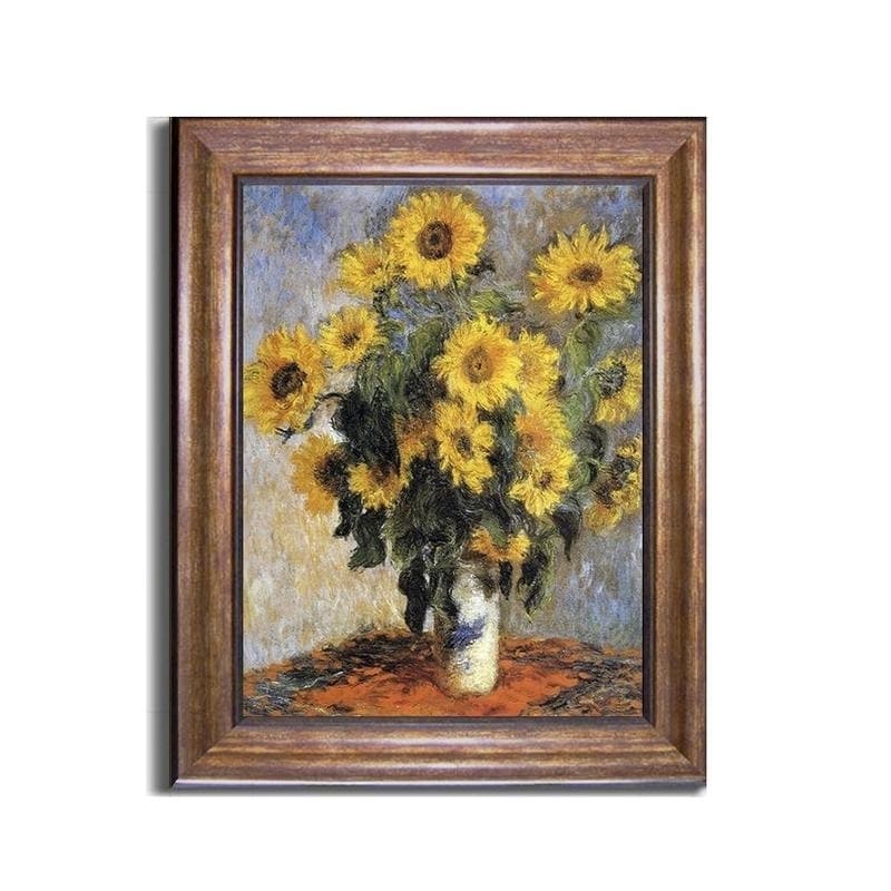 Bouquet Of Sunflowers 1880 By Claude Monet Bronze Gold Framed Canvas Art 24 In X 20 In Framed Size