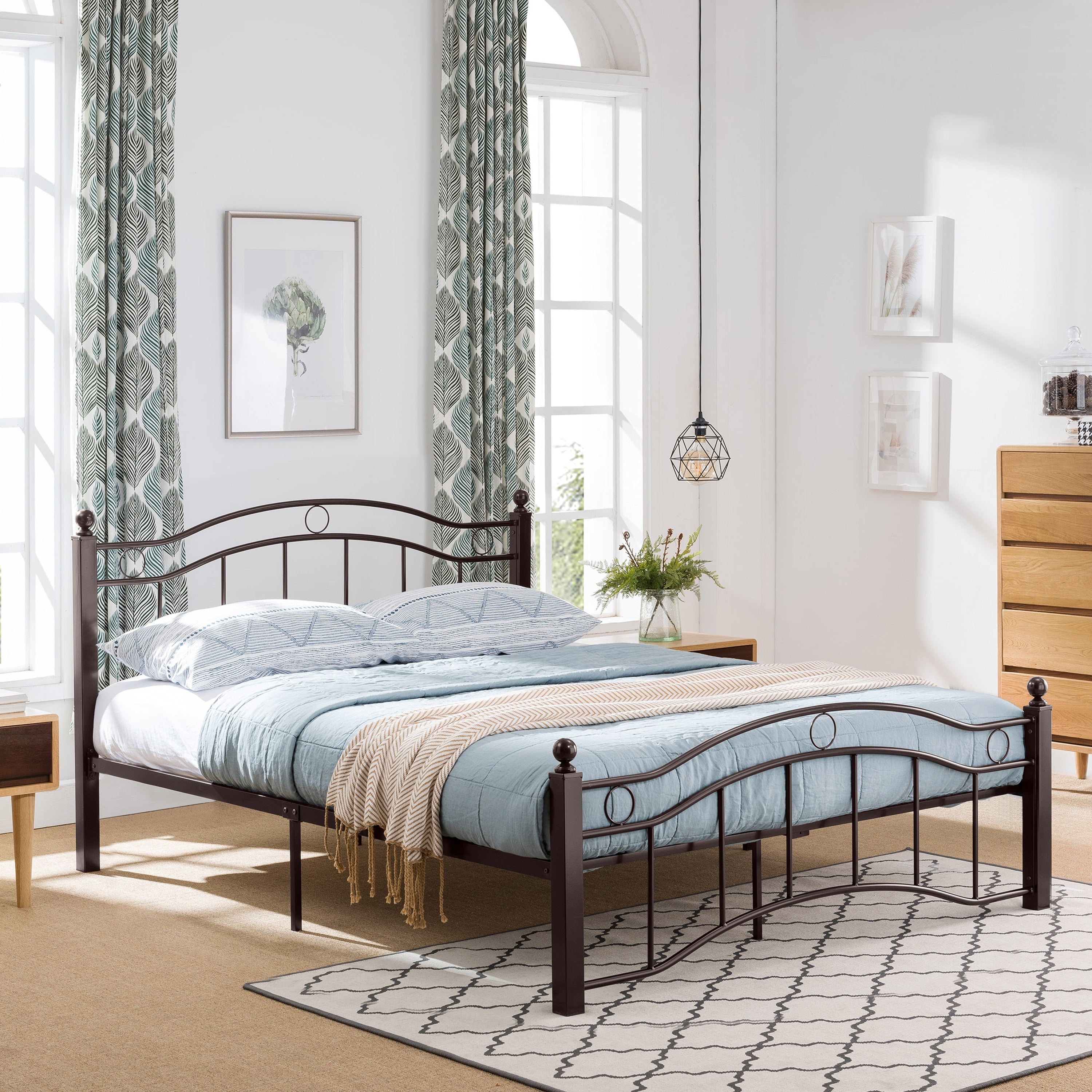 Bouvardia Queen Size Bed Frame Iron Geometric Details Modern Contemporary By Christopher Knight Home