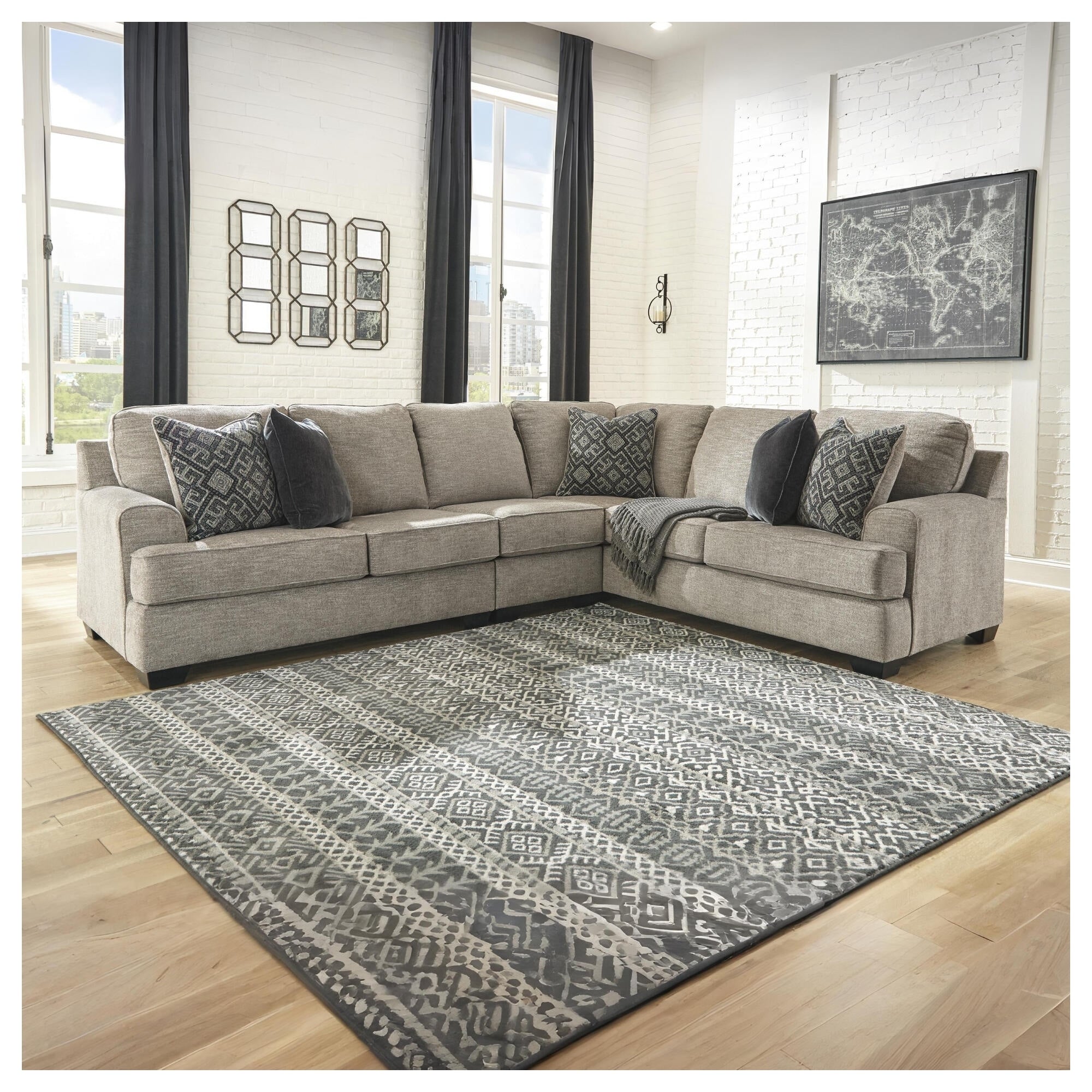 Bovarian 3 Piece Contemporary Sectional Stone