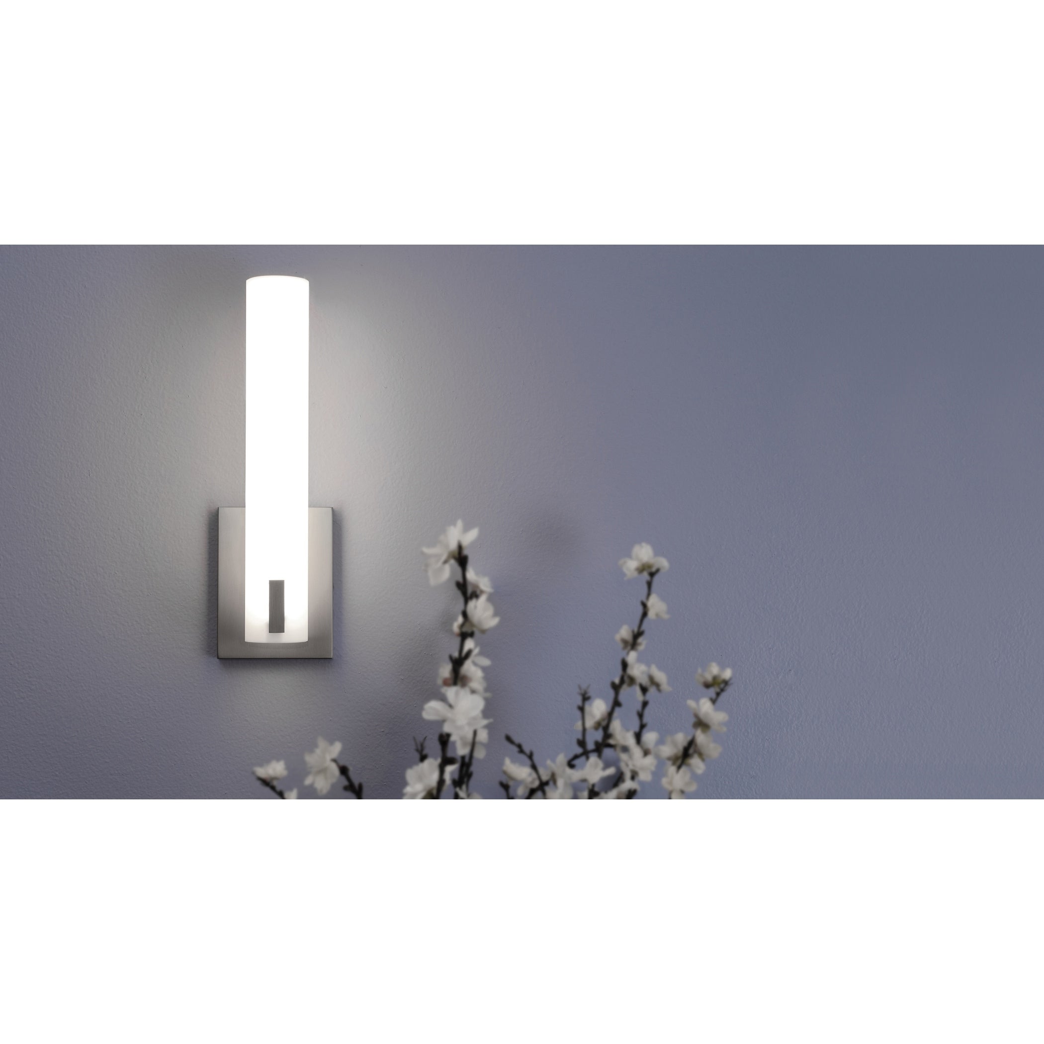 Afx Bowen 1 Light Satin Nickel Led Wall Sconce White Acrylic Shade
