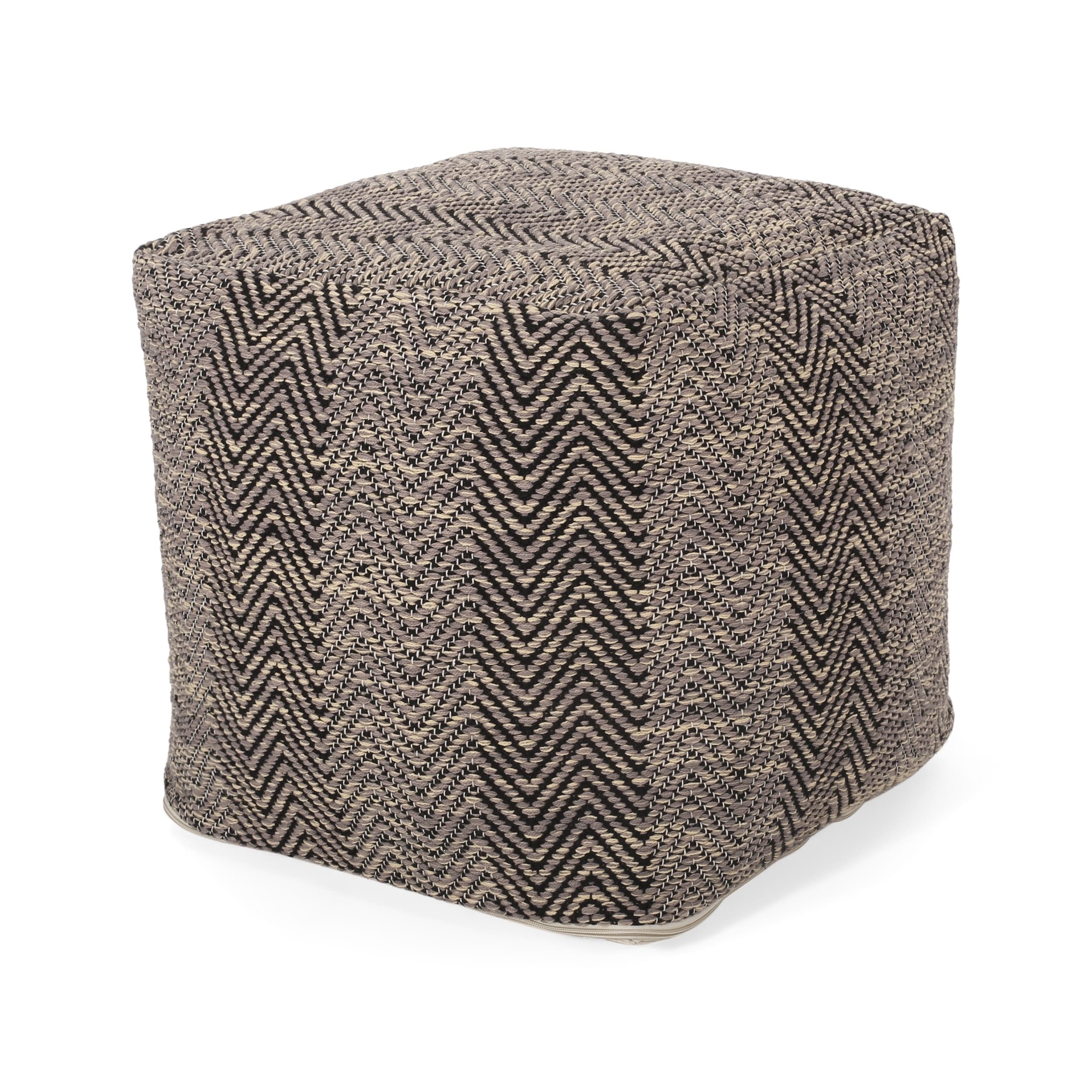 Bowmont Hand Crafted Cotton Cube Pouf By Christopher Knight Home