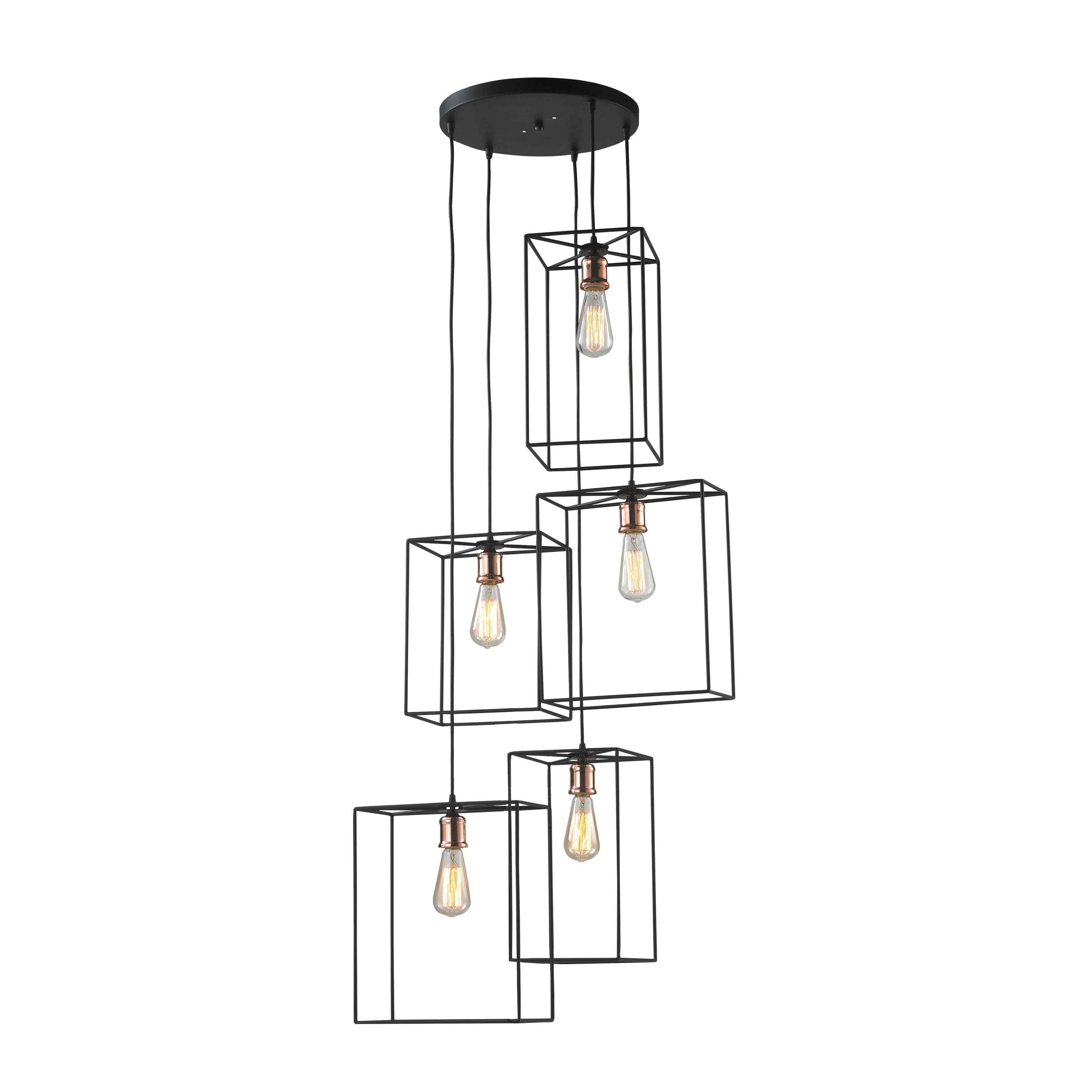 Box 21 Inch Wide 5 Light Pendant In Oil Rubbed Bronze 21In W X 19In D X 63In H