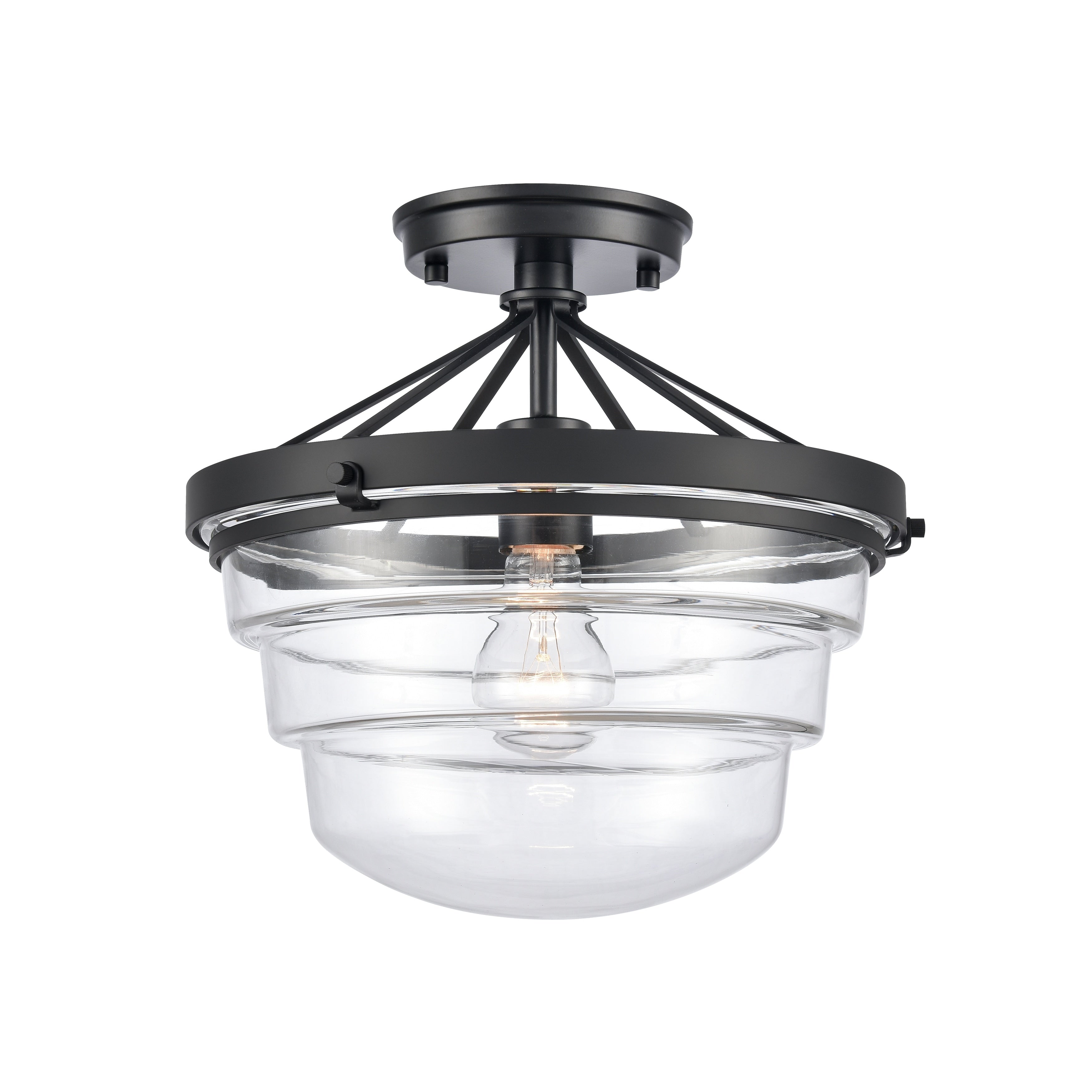 Boyer 12 Wide 1 Light Semi Flush Mount Matte Black 12 Inch W