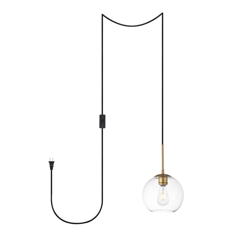 Brad 1 Light Plug In Pendant With Clear Shade Black 8 Diameter