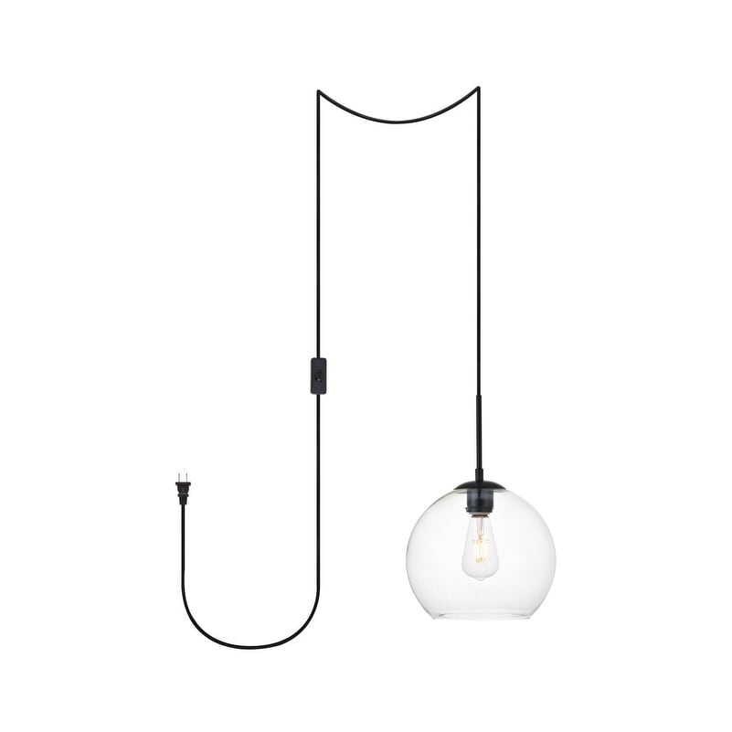 Brad 1 Light Plug In Pendant With Clear Shade Black 10 Diameter