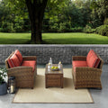 Bradenton 3 Piece Outdoor Wicker Seating Set With Sangria Cushions
