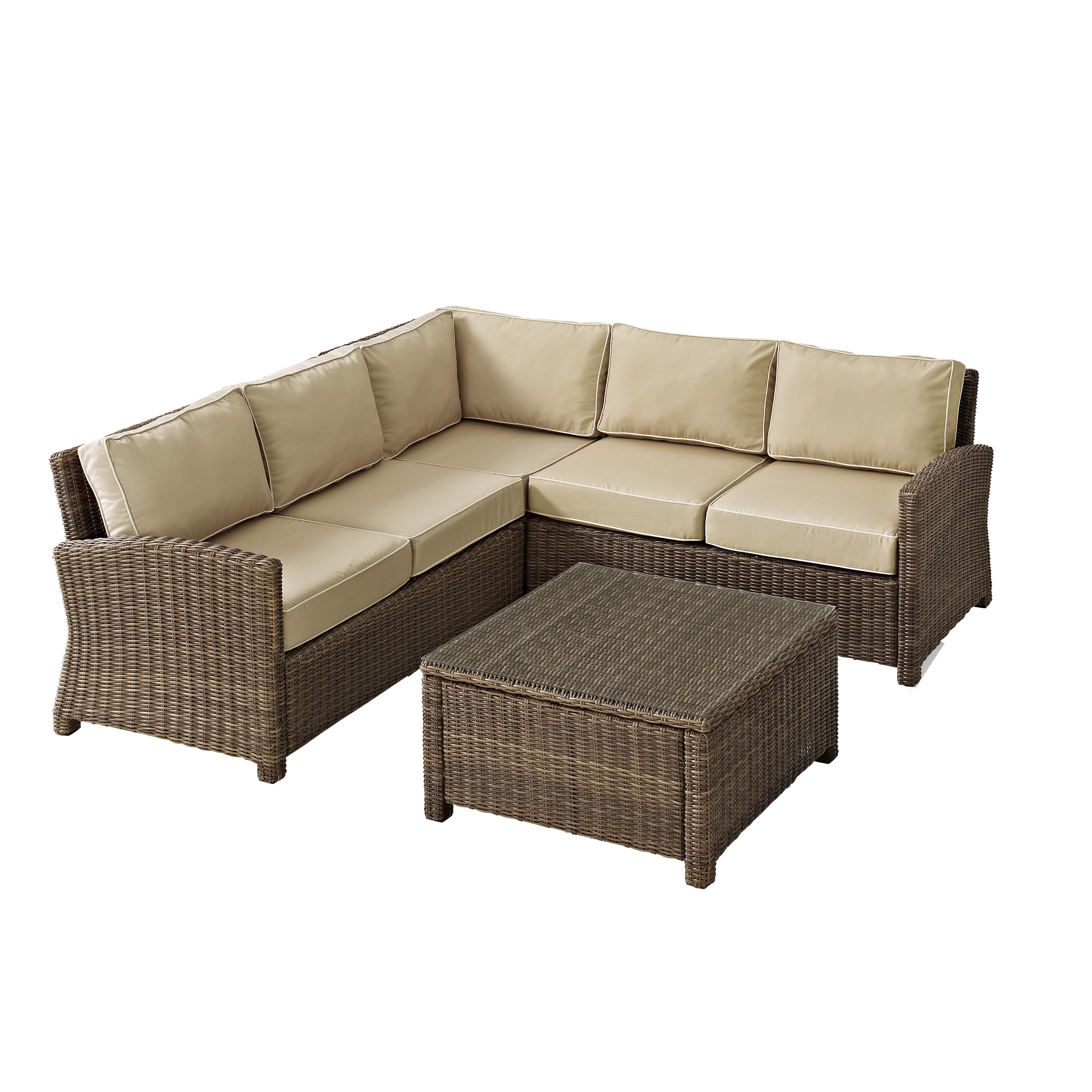Bradenton 4 Piece Outdoor Wicker Seating Set With Sand Cushions
